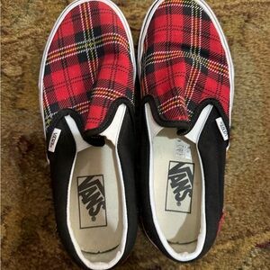 Vans Red Plaid Slip-On Shoes